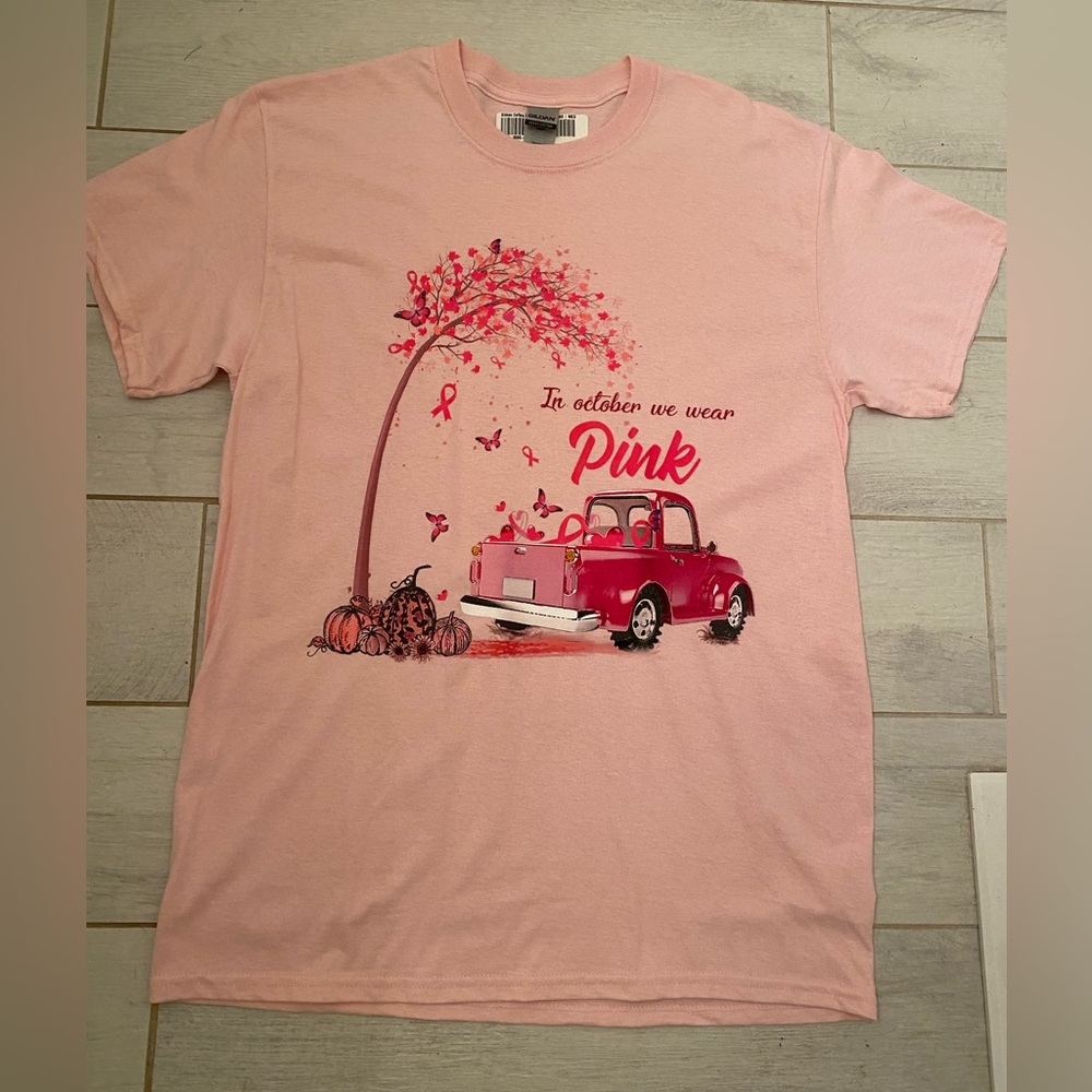 2/$35 BREAST CANCER PINK T-SHIRT AND BREAST CANCER FIGURINE